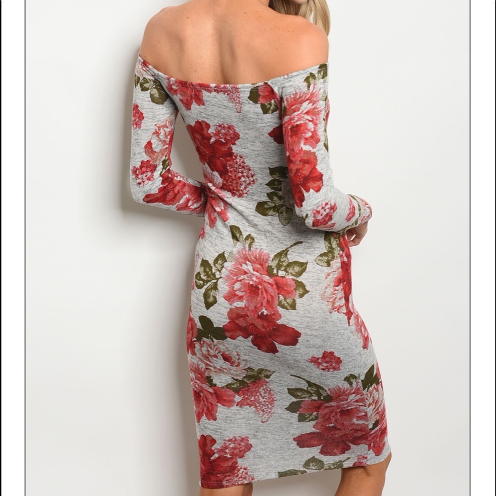 Last Best Seller off shoulder floral bodycon dress - Picture 3 of 7